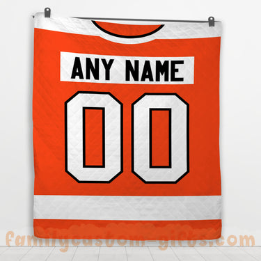 Custom Premium Quilt Blanket Philadelphia Jersey Ice Hockey Personalized Quilt Gifts for Her & Him